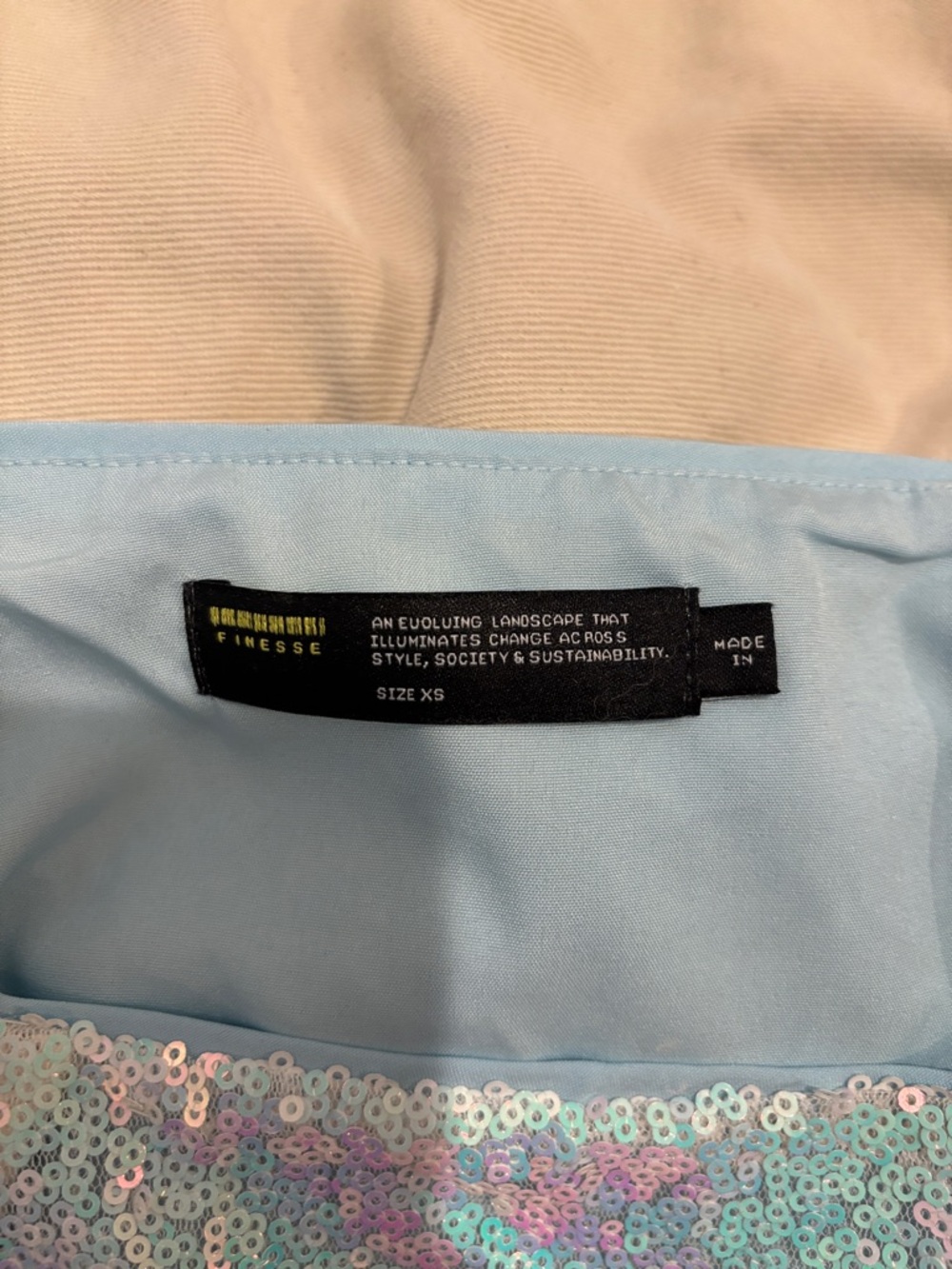 Finesse Iridescent Light Blue Sequin Mini Skirt - Picture 2 of 2